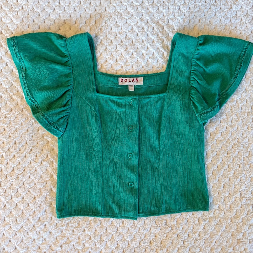 Dolan Green Flutter Sleeve Blouse